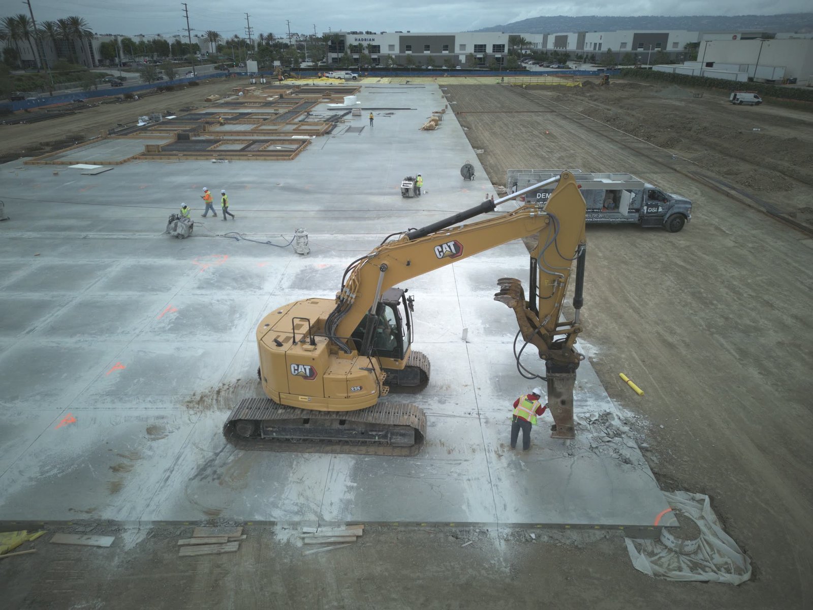 Aerial view of DSI full-site demolition operation
